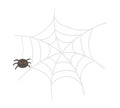 Vector web and spider with orange eyes. Halloween character icon. Cute autumn all saints eve illustration with scary black insect Royalty Free Stock Photo