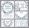 Vector wedding collection. Templates for invitation, thank you card, save the date, RSVP