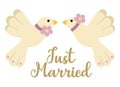 Vector wedding doves with flowers