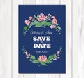 Vector wedding invitation with watercolor flowers