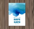 Vector wedding invitation with watercolor stain