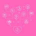 Vector Wedding and Love Linear Icons