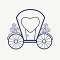 Vector Wedding Outline carriage icon set. Elegant Thin line style design. Royalty Free Stock Photo