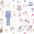 Vector wedding seamless background.