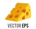Vector wedge of yellow orange cheese icon with holes Royalty Free Stock Photo