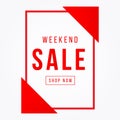 Vector weekend sale poster with red border