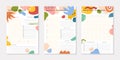 Vector daily,weekly,monthly planners templates with abstract organic shapes and doodles