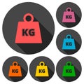 Vector Weight Kilogram Icons set with long shadow