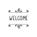 Vector Welcome Illustration, Sign Template, Black Linear Lettering Isolated.