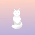 Vector well groomed gorgeous white fluffy cat icon