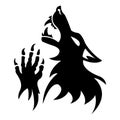 Vector werewolf stencil. Black tattoo Royalty Free Stock Photo