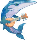 Vector whale musician