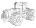 Vector wheeled tractor isolated on white background. Side view. Tracing illustration of 3d. EPS 10 vector format