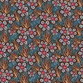 Vector whimsical tropical floral seamless pattern background.