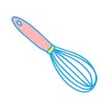 vector whisk for kitchen whipping food preparation. Colored kitchen utensils pink blue yellow