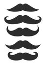 Vector whisker hipster black charlie chaplin moustache set. Cartoon dad moustache icon Royalty Free Stock Photo