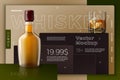 Vector whiskey bottle, glass, modern site template