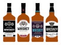 Vector whiskey labels on bottles