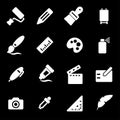 Vector white art tools icons set Royalty Free Stock Photo