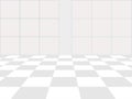 Vector white background. Checkered perspective floor and window Royalty Free Stock Photo