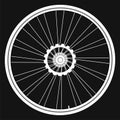 Vector white Bicycle wheels on black background