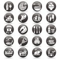 Vector white on black circle button Set of flat icons and elements about food and drink for cuisine web restaurant menu Royalty Free Stock Photo