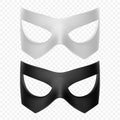 Vector White and Black Super Hero Mask Set. Face Character, Superhero Comic Book Mask Closeup. Superhero Photo Prop