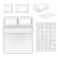 Vector white blank bedding realistic template set