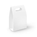 Vector White Blank Cardboard Rectangle Take Away Handle Lunch Box Packaging For Sandwich, Food, Gift, Other Products