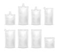 Vector white blank doypack realistic template set Royalty Free Stock Photo