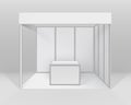 Vector White Blank Indoor Trade exhibition Booth Standard Stand for Presentation with Counter on Background Royalty Free Stock Photo