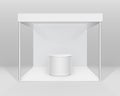 Vector White Blank Indoor Trade exhibition Booth Standard Stand for Presentation with Counter on Background