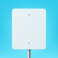 Vector White Blank Rectangular Road Sign Frame Icon Closeup on Blue Background. Road Poiner Plate Design Template, Front Royalty Free Stock Photo