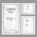 Vector white blank sachet, foil bag package mockup Royalty Free Stock Photo