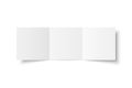 Vector white blank square three panel roll fold opened on white background