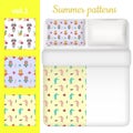 Vector white blank and summer bed linen set Royalty Free Stock Photo