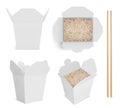 Vector white box with rice and chopsticks Royalty Free Stock Photo