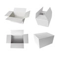 Vector White Boxes Set Isolated on White Background, Realistic 3D Blank Mockups. Royalty Free Stock Photo