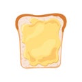 Vector white bread toast icon with butter in flat style isolated on white