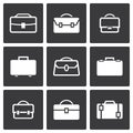 Vector white briefcase icons set