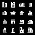 Vector white buildings icons set Royalty Free Stock Photo