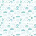 Vector white carnival elements in pastel blue seamless pattern background
