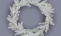 Vector White Christmas wreath. Christmas wreath of pine branches with silver frost