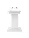 Vector White empty Podium Tribune Stand with Microphones