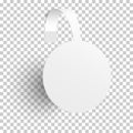 Vector white empty round self adhesive supermarket shelf paper wobbler, price banner or label isolated on transparent background Royalty Free Stock Photo