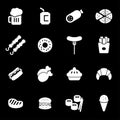 Vector white fastfood icons set