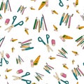 Vector White Felt Pens and colored pencils background pattern