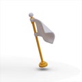 Vector white flag on yellow stand. Cute game illustration. Lost battle, surrender