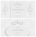 Vector White Floral 3d Background. Template for Christmas and Invitation Cards Royalty Free Stock Photo