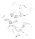 Vector white flying papers in the air isolated on white background